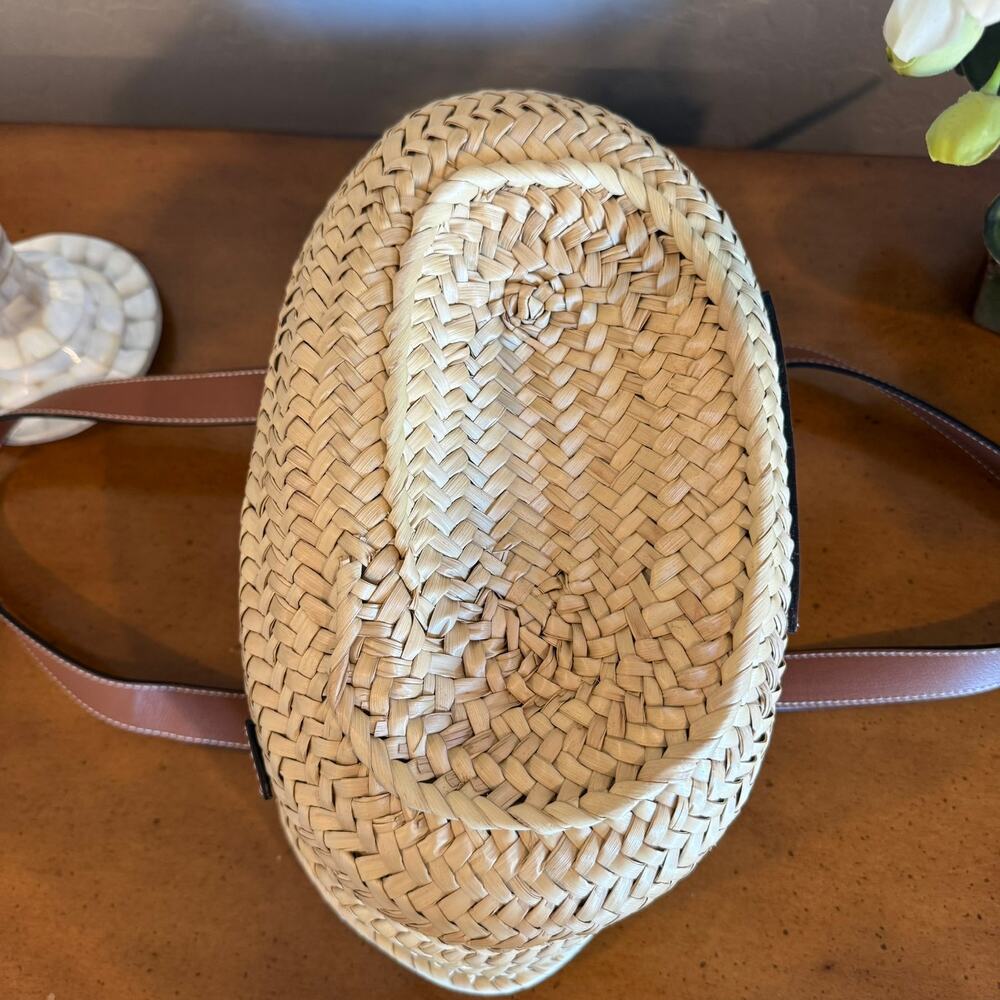 ❌SOLD❌ Loewe Anagram Basket Small Bag Natural Straw Tan Leather - Picture 8 of 11